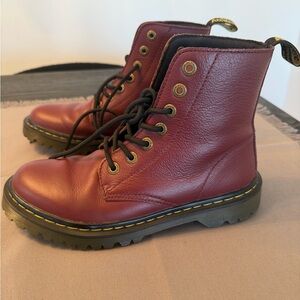 Dr. Martens Burgundy Cherry Red Leather Boots